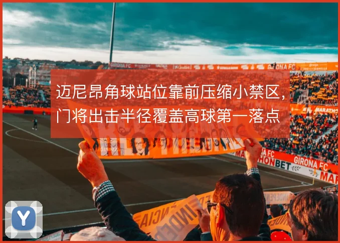 迈尼昂角球站位靠前压缩小禁区，门将出击半径覆盖高球第一落点